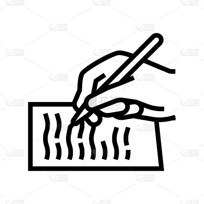 书写字母线图标矢量插图