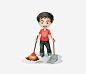打扫卫生免抠素材_新图网 https://ixintu.com 一个 卡通 手绘 打扫卫生 男孩 简图 苕帚 铲斗