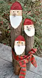 DIY Log Santas~ we just cut some trees down, so now to start working on my husband about this sweet Santa project. : ): 