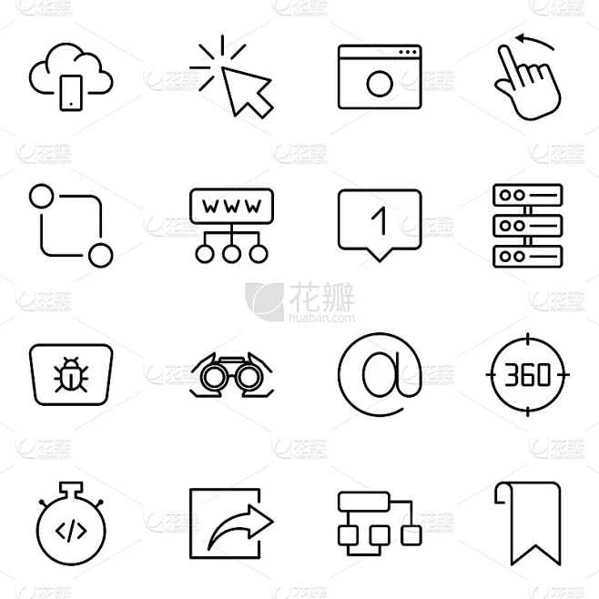 Web design icons set素材-花瓣网