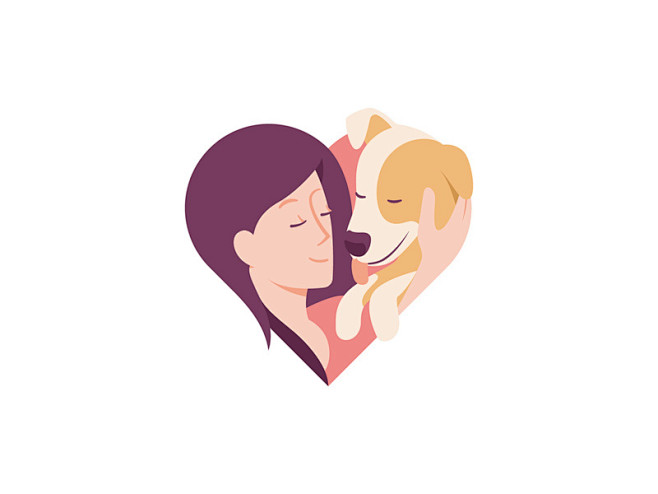 lovepuppyfacecuteanimalpetsimpleflatillustrationstickerhappy