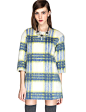 Plaid Wool Shift Dress - Cute Winter Sweater Dress - $90 : Call for attention in this street style ready sweater shift dress. Our Solange Fuzzy Dress has plaid print in neon yellow and blue all over. It also has zipper closure on back, and is fully lined.
