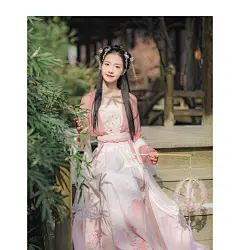 汉尚华莲立春传统汉服女刺绣对襟上襦搭配一片式穿孔褶裙日常套装-tmall.com天猫