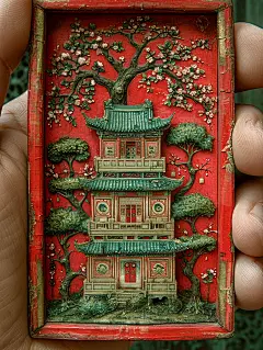 一只手：一只手拿着一部手机，上面显示了唐代风格的阿卡德式游戏
