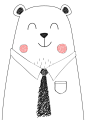 萌萌的手绘黑白北欧可爱卡通动物北极熊先生儿童房背景墙挂画装饰画芯墙贴EPS矢量格式设计素材
