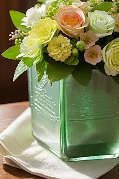 优雅的自然绿瓶插花的魅力展现