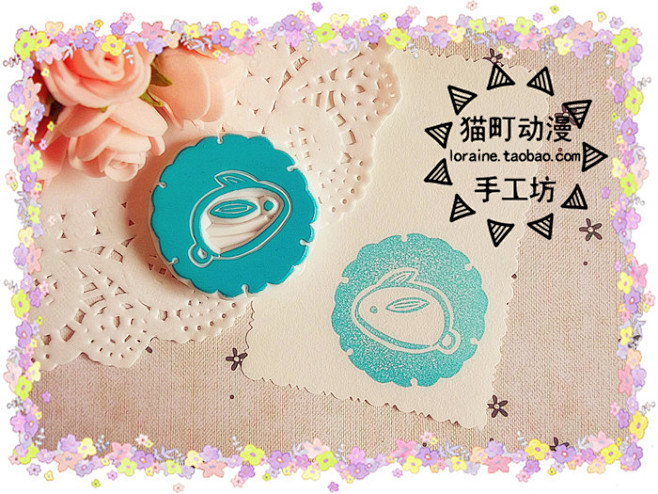 #手工DIY##橡皮章#日式和风雪轮玉兔...