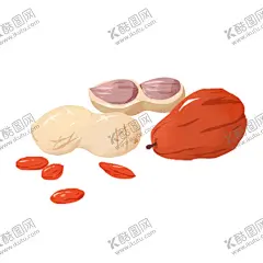 大枣花生 【酷图网】插画设计,美食插画,包装插画,包装设计,食材插画,海报插画,扁平风插画,矢量插画