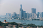 有船的城市和港口的景色