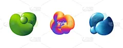 Set of 3D flowing shapes