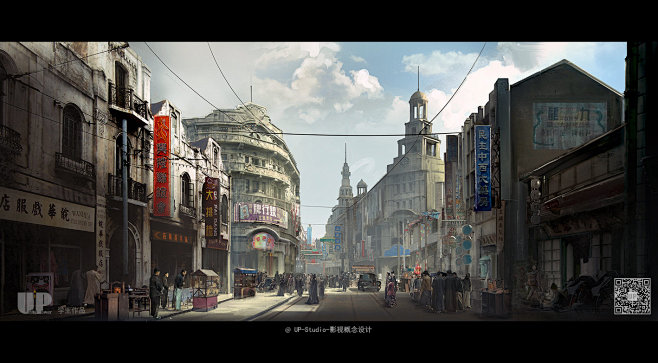 影视概念设计-气氛图-民国外景-室外-街...