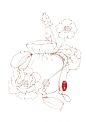 古风花卉线稿-木芙蓉香囊 - 小红书