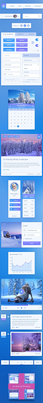 Snowflake UI Kit Free : Free winter inspired UI components for Sketch & Photoshop. More UI kits on UICHEST.COM@北坤人素材