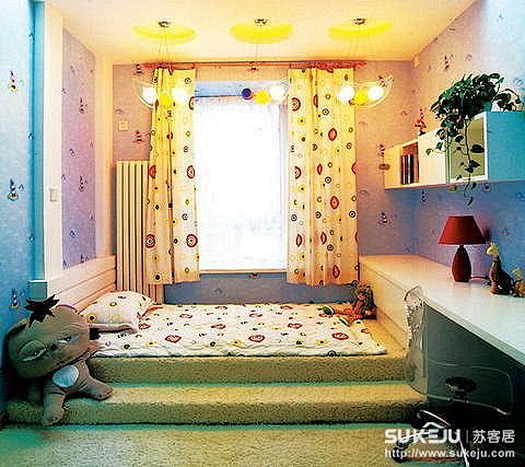 现代简约小户型高低床榻榻米式卧室装修效果...