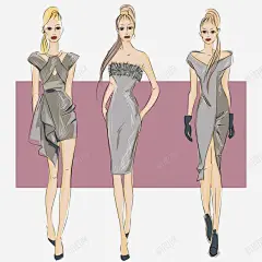 手绘时装模特 平面电商 创意素材