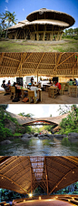 PT Bambu事务所设计的巴厘岛竹子学校。设计师约翰和辛西娅哈迪都是环保主义者，他们想要挖掘社区发展的可持续性。 他们向人们展示了可再生材料的可利用性，他们用竹子为原材料建立了绿色学校以及其他配套设施。