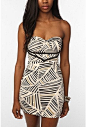 Reverse Triangle Stripe Printed Bustier Knit Dress - Urban Outfitters