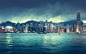 一般 1920x1200 城市 香港 水 城市景观 青色 中国 亚洲 城市灯光