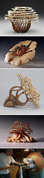 法国艺术家Alain Mailland使用车木技术制作的艺术品，他以细腻的技法将自然界的动、植物和各类形体运用到木雕创作上。 Alain Mailland与妻子独具于法国南部僻静的树林之中，在离家不远的自建厂房里创作，他是树林里的艺术家，取材于自然，启迪于自然。@北坤人素材