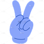 扁平可爱手势贴纸-SVG-剪刀手