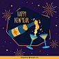 Free vector happy new year background with champagne