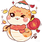 蛇年春节卡通可爱插画蛇IP元素贴纸