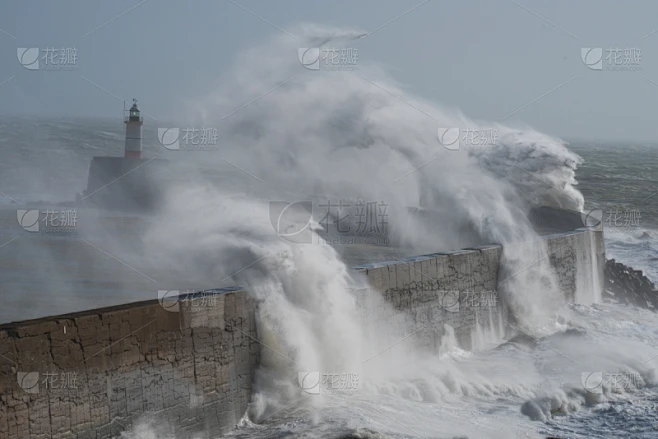 强风,防波堤,暴风雨,极端天气,风,波浪,水平画幅,海港,暴力,建筑结构素材-花瓣网