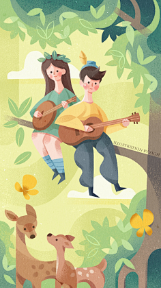 春天与民谣  插画#情侣名字不为空v采集到插画-绘本采集春天户外草坪