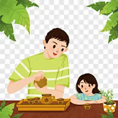 父女喝茶人物手绘插画卡通手绘PNG图片➤来自 PNG搜索网 pngss.com 免费免扣png素材下载！