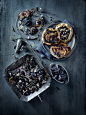 Black, White, and Blue : Black, white, and blue foods - coffee and chocolate, cheese and fruits, squid ink pasts - a study in a limited color palette and an expanded culinary context.