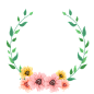 卡通水彩花卉花环边框元素6