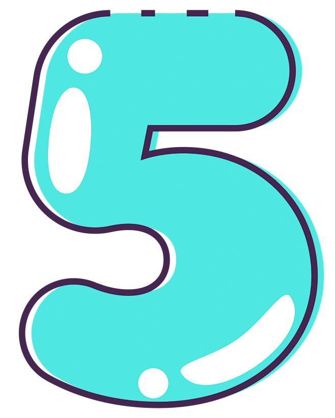 手绘彩色可爱数字5