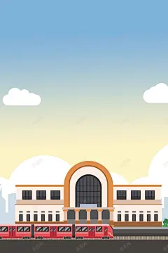 春运回家过年蓝色手绘简约插画背景 背景 设计图片 免费下载 页面网页 平面电商 创意素材