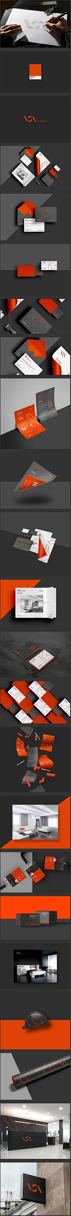 VSA 建筑行业VI设计欣赏 建筑LOGO 设计 VI应用 品牌形象 视觉设计 黑色 名片 创意 地产VI  @北坤人素材