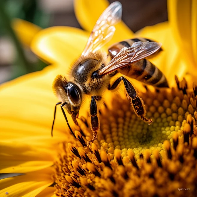 AI绘画_Prompts_123mdsfosa_A_close-up_photography_of_a_honey_bee_with ...