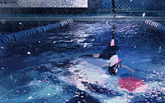 げみ游泳池边的奔跑唯美意境动漫壁纸