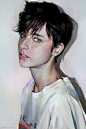 "Study" - Yanjun Cheng, 2015 {contemporary figurative artist female head woman face portrait digital painting #loveart}: 