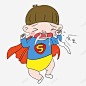 卡通生病流鼻涕的超人宝宝 免抠png 设计图片 免费下载 页面网页 平面电商 创意素材