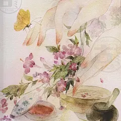 古风手绘插画画集水彩人物上色素材插画绘画彩铅教程青梅XF155