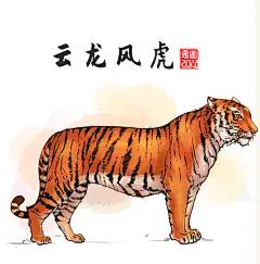 2022新中式水墨画原创云龙风虎虎年插画设计