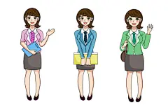彩色卡通手绘商务女白领职场女性人物素材原创插画海报