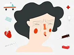 卡通生病女人_新图网 https://ixintu.com 生病 咳嗽 医药箱 医院