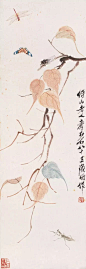 齐白石笔下的蝉，把写意与工笔画有机结合在一起，草虫精妙，惟妙惟肖，栩栩如生，令人叹为观止。齐白石花鸟画的草虫是其绘画创作中最具特色，同时也是最成功的部分。如他的意笔鸟、虾、蟹、蛙、蝌蚪、鼠等，形象生动，而他的工笔中则以蝉、蜻蜓、蚱蜢、蜜蜂、甲虫、蝴蝶等著称，而这其中画蝉则又是他最【微信公众号  致中文化】