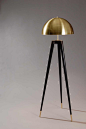 Matthew Fairbank Design - Tripod Lamp. This Brooklyn designer's handmade lamp actually has a spun brass shade, but I'm calling it gold anyway: 