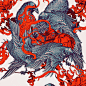 A conspiracy of ravens. Ink and Digital, 2014. #drawing #collage #partsofpaintings #raven #ink #flockwithus #jamesjean