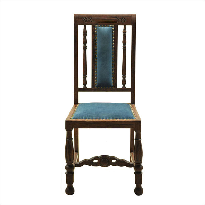 欧式复古古典实木餐椅 不带扶手靠背椅咖啡...