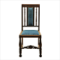 欧式复古古典实木餐椅 不带扶手靠背椅咖啡厅椅子布艺餐椅