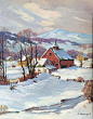 vintage art, Winter Farm Scene by Jacob I Greenleaf – Debra Ballchannell