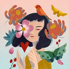 插画师 Vivian Mineker 的一组插画作品，作者擅长将大自然与美好的想象融合起来，画面给人一种美好且奇妙的感觉，看似很热闹却能感受到画里的一些宁静。#插画分享# #画里的故事# ​​​​