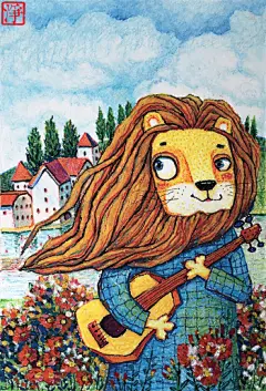 油画棒（蜡笔）绘制的动物插画-花卉插画-古田路9号-品牌创意/版权保护平台